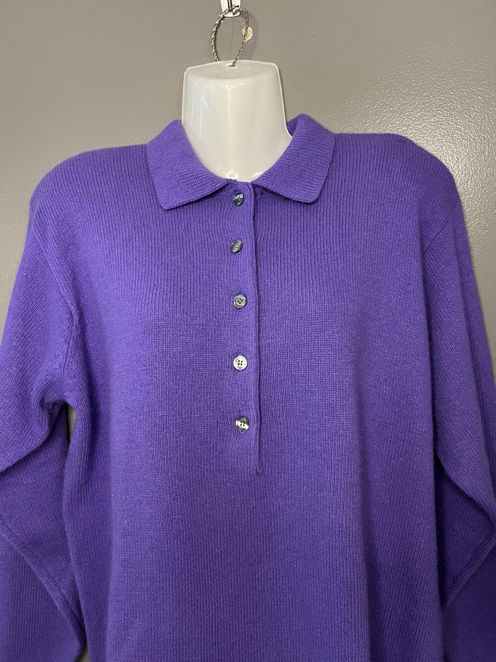 Vintage Saks Fifth Avenue Knit Sweater Tunic Womens Medium Purple Long Sleeve